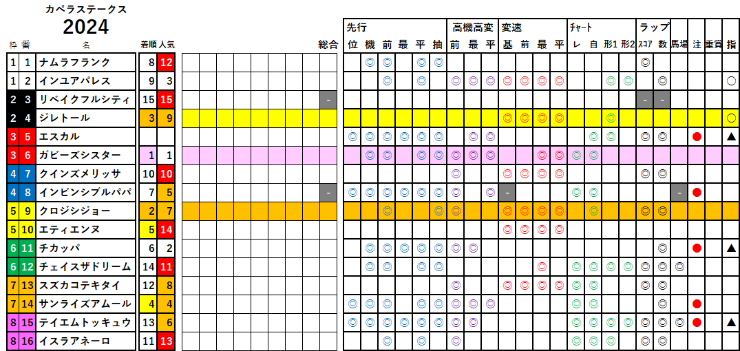 カペラＳ　検証データ　2024